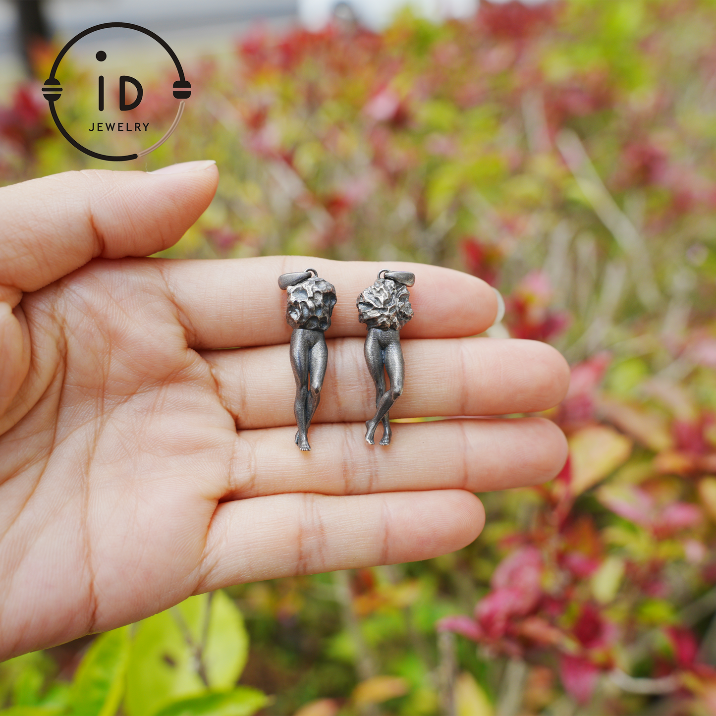 Art Sculpture Pendant Amulet, Handmade Totem Jewelry with Feminine Form and Stone Texture, Symbolic Awakening Necklace, Myth Inspired