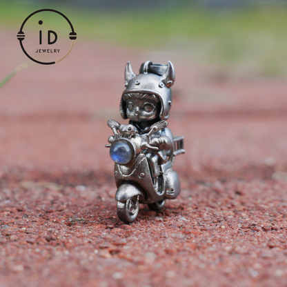 Mystical Night Rider Pendant with Labradorite Light, Handmade Talisman Necklace, Fantasy Jewelry for Inner Journey Seekers