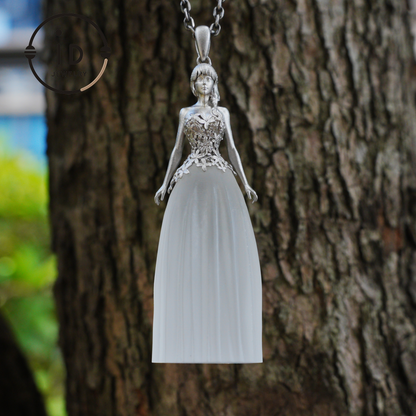 White quartz pendant of promise – A spiritual gift for her – Symbol of peace, strength & devotion – Handcrafted in 925 sterling silver