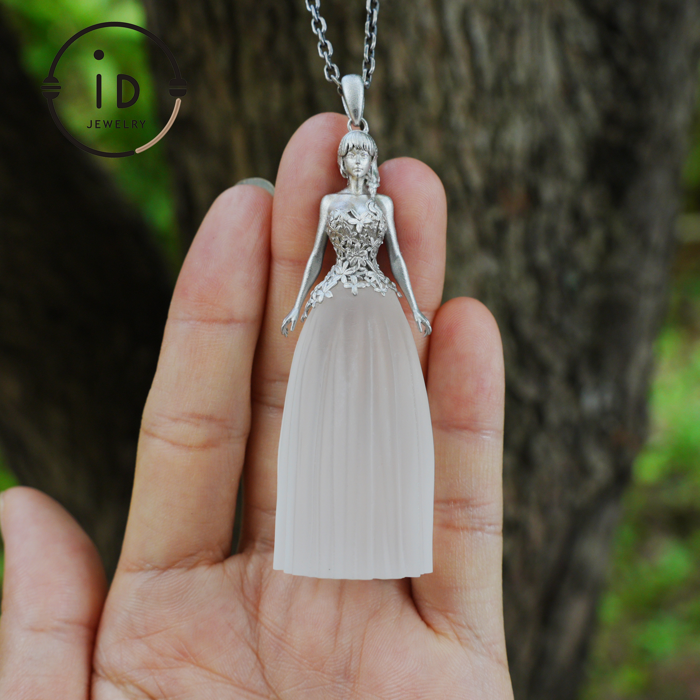 White quartz pendant of promise – A spiritual gift for her – Symbol of peace, strength & devotion – Handcrafted in 925 sterling silver