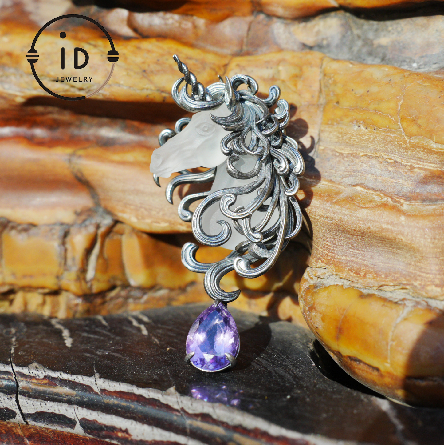 Unicorn Totem Necklace | Handmade 925 Sterling Silver | Fantasy Gift | Finely Carved Flowing Mane | Couture Artisan Silver Jewelry