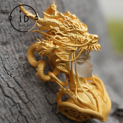 Golden Dragon Lady, Oath of the Twilight Light Pendant, Symbol of Dragon Spirit Protection