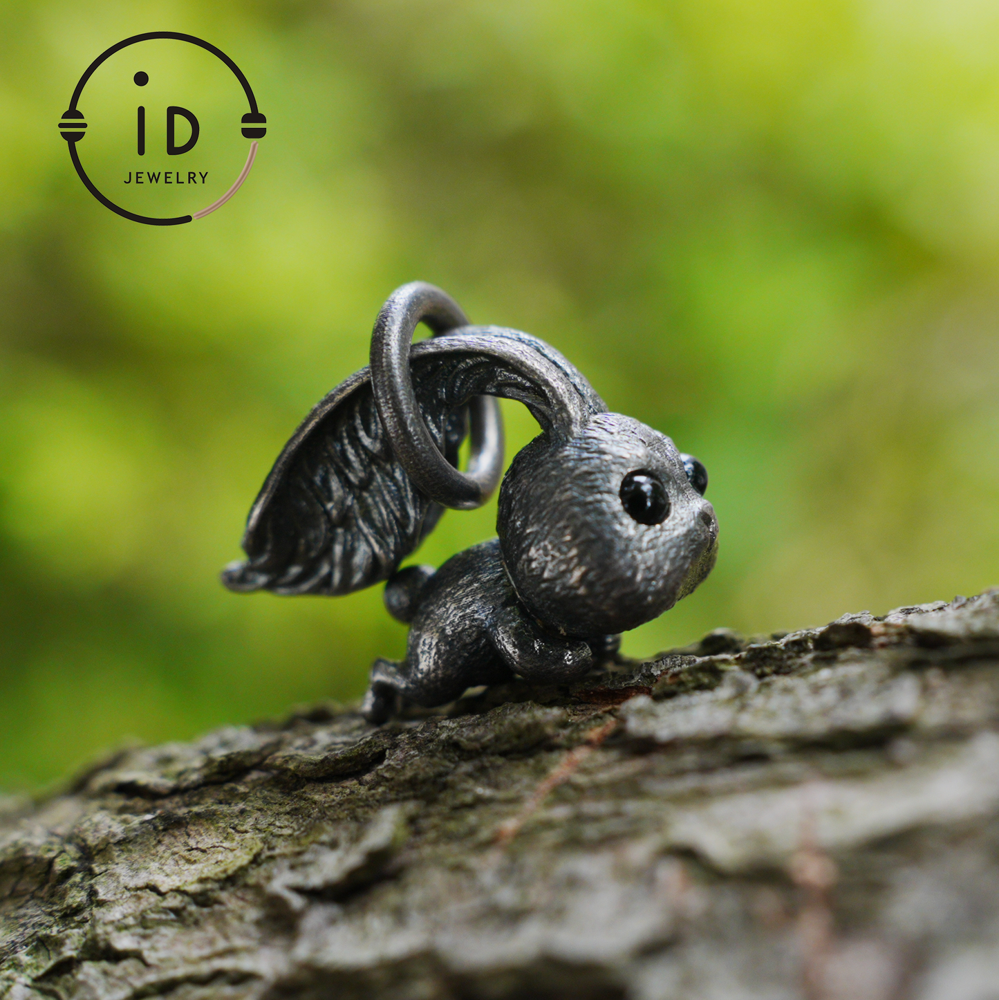 Rabbit Pendant – Leaping Bunny Totem with Onyx Eyes, Handmade Animal Amulet, Symbol of Awakening and New Beginnings