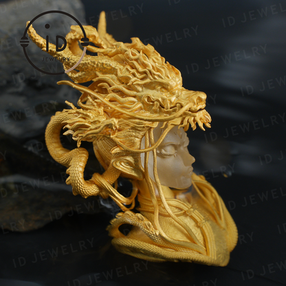 Golden Dragon Lady, Oath of the Twilight Light Pendant, Symbol of Dragon Spirit Protection
