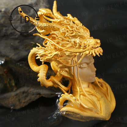 Golden Dragon Lady, Oath of the Twilight Light Pendant, Symbol of Dragon Spirit Protection