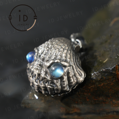 Handcrafted Shell Pendant - 925 Sterling Silver with Labradorite & Ocean Jasper - Key to the Subconscious - Spiritual Guardian Gift