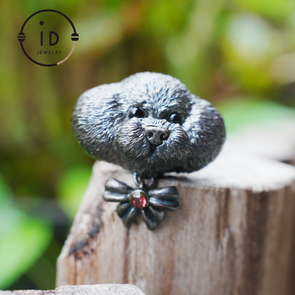 Guardian Dog Pendant, Black Onyx Emotional Amulet, Handmade Fantasy Jewelry, Night Spirit Totem, Storytelling Animal Charm