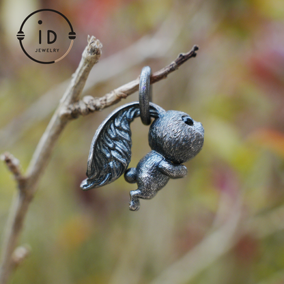 Rabbit Pendant – Leaping Bunny Totem with Onyx Eyes, Handmade Animal Amulet, Symbol of Awakening and New Beginnings