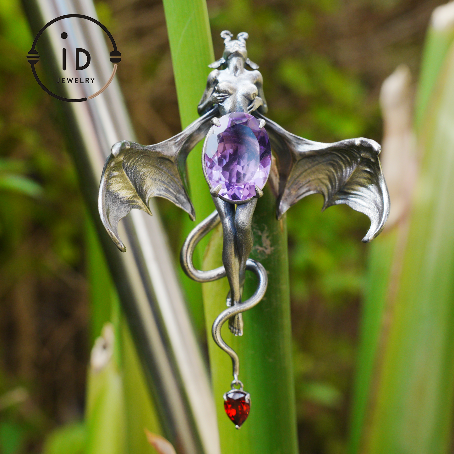 Handcrafted Silver Demon Wing Pendant Necklace | Mystical Banshee Jewelry Symbolizing Strength, Power & Mystery | Unique Gift for Her