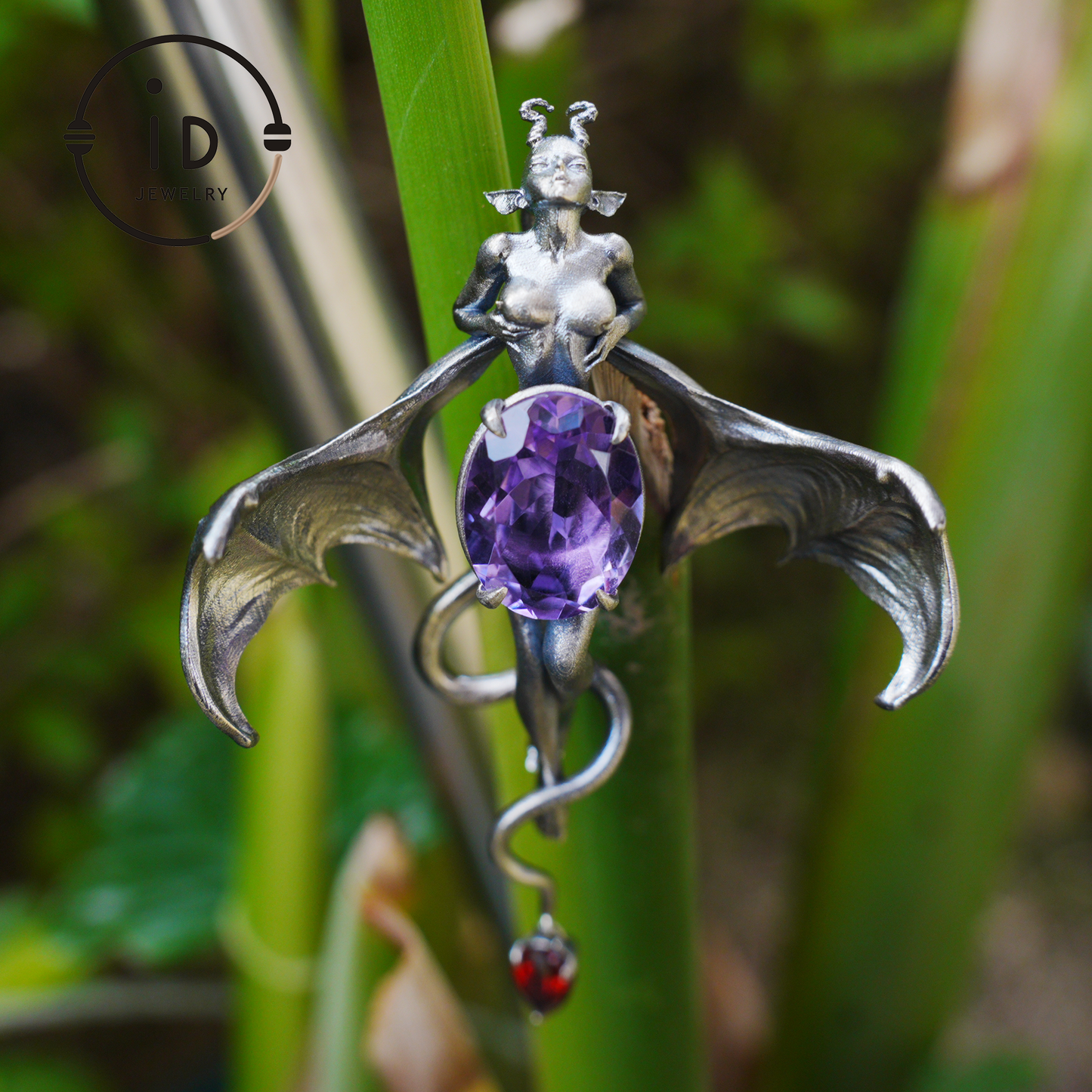 Handcrafted Silver Demon Wing Pendant Necklace | Mystical Banshee Jewelry Symbolizing Strength, Power & Mystery | Unique Gift for Her