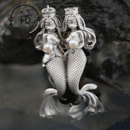 Handcrafted Pisces Pendant - 925 Sterling Silver with Pearls - Guardian of Pisces - Dual Beauty Gift for Her
