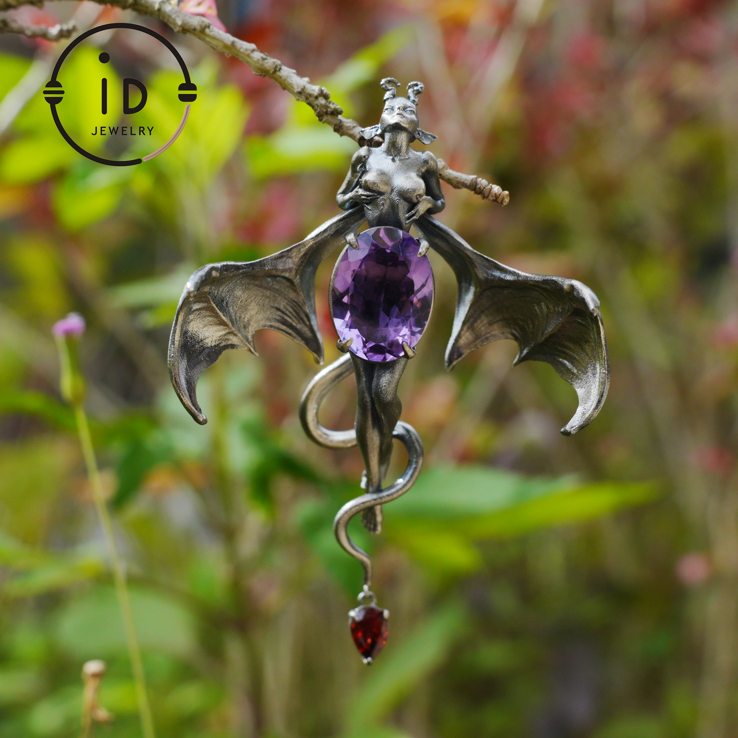 Handcrafted Silver Demon Wing Pendant Necklace | Mystical Banshee Jewelry Symbolizing Strength, Power & Mystery | Unique Gift for Her