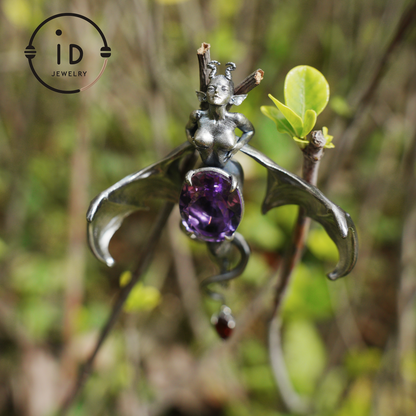 Handcrafted Silver Demon Wing Pendant Necklace | Mystical Banshee Jewelry Symbolizing Strength, Power & Mystery | Unique Gift for Her