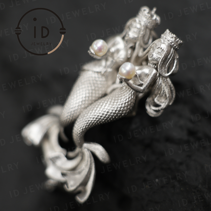 Handcrafted Pisces Pendant - 925 Sterling Silver with Pearls - Guardian of Pisces - Dual Beauty Gift for Her