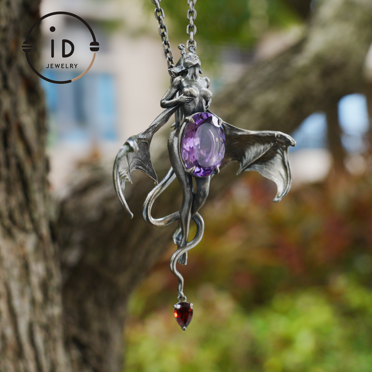 Handcrafted Silver Demon Wing Pendant Necklace | Mystical Banshee Jewelry Symbolizing Strength, Power & Mystery | Unique Gift for Her
