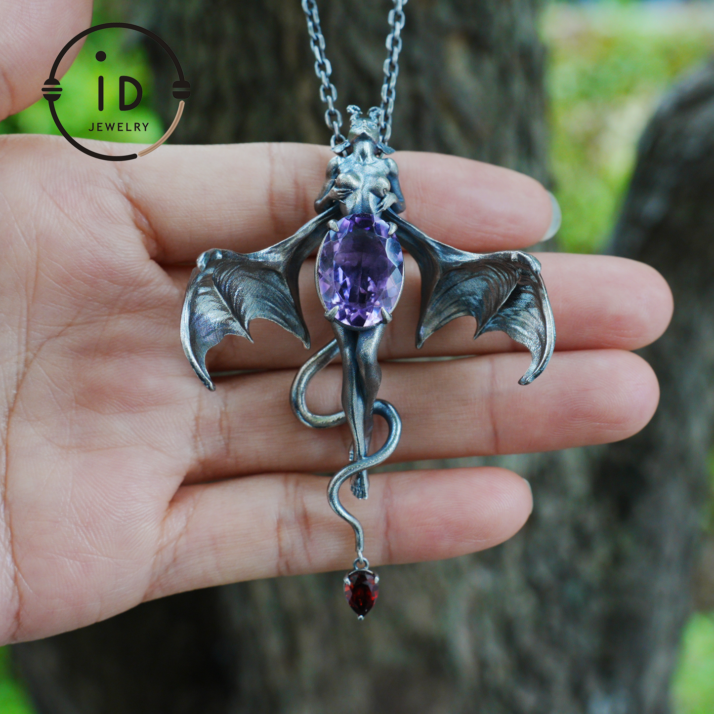 Handcrafted Silver Demon Wing Pendant Necklace | Mystical Banshee Jewelry Symbolizing Strength, Power & Mystery | Unique Gift for Her