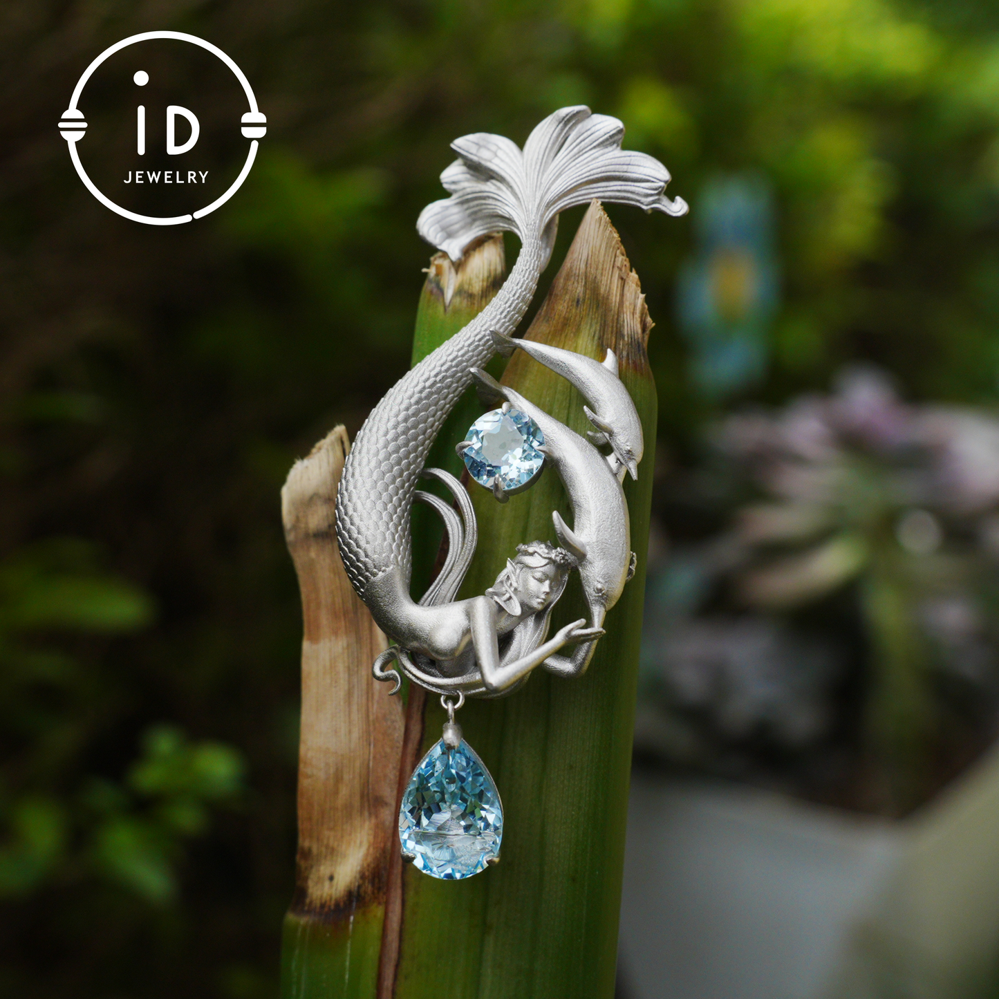 Dreamy Ocean Mermaid Pendant in 925 Silver with Aquamarine – Unique Jewelry for Ocean Lovers and Collectors