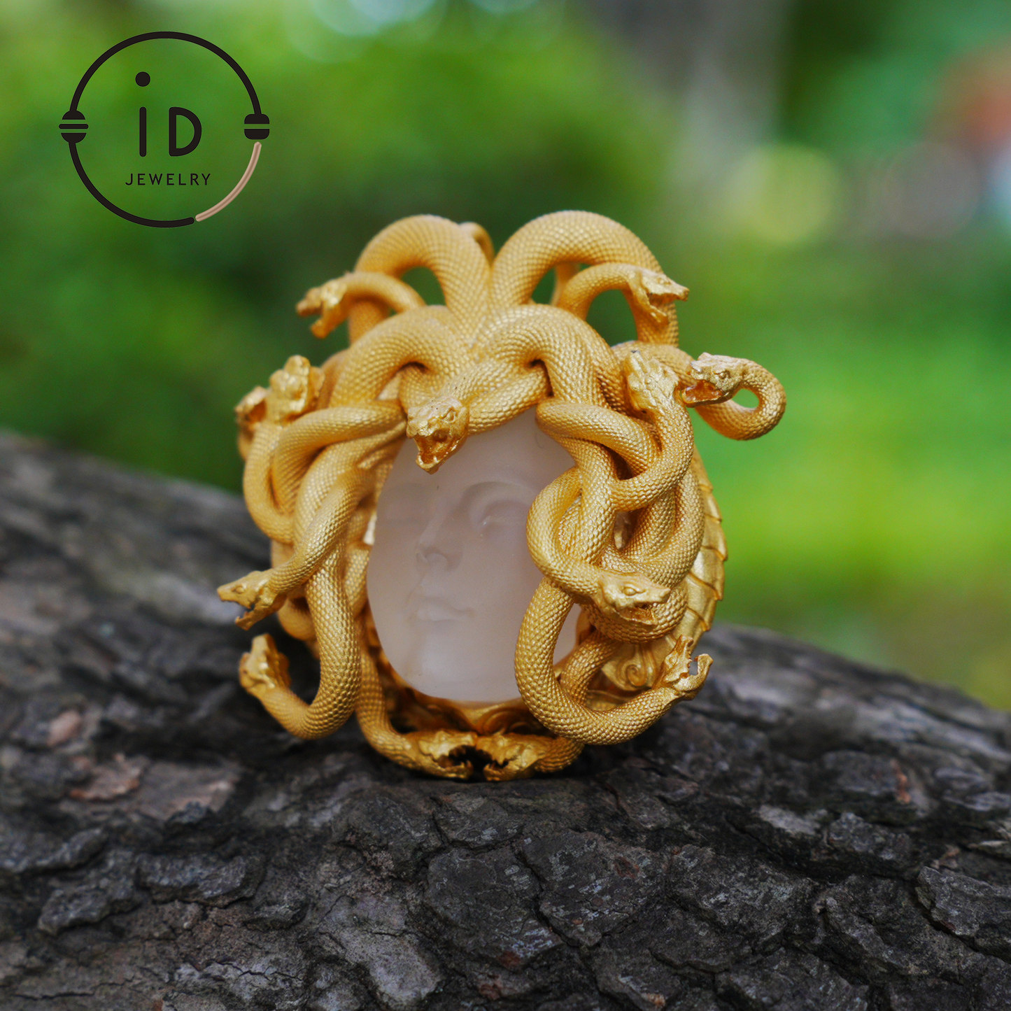 Medusa Pendant | Handmade 925 Silver & White Crystal | Mythical Statement Jewelry