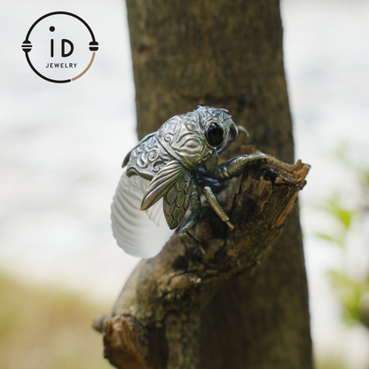 Cicada Necklace | Handmade 925 Sterling Silver Necklace | Insect Jewelry | Hand-Carved Insect Nature-Theme Necklace Gift