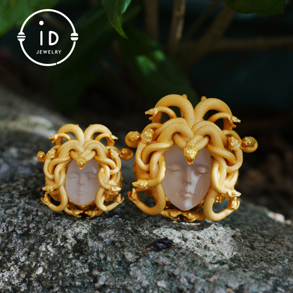 Medusa Pendant | Handmade 925 Silver & White Crystal | Mythical Statement Jewelry