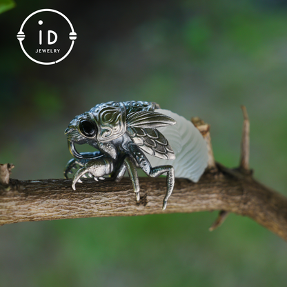 Cicada Necklace | Handmade 925 Sterling Silver Necklace | Insect Jewelry | Hand-Carved Insect Nature-Theme Necklace Gift