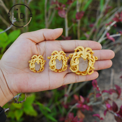 Medusa Pendant | Handmade 925 Silver & White Crystal | Mythical Statement Jewelry