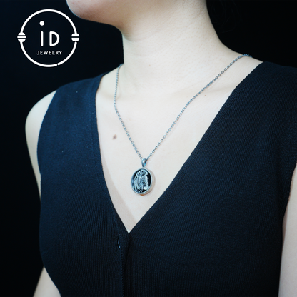 Wildlife Zebra Totem Necklace | 925 Sterling Silver Handcrafted Relief Medallion | Black-White Minimal Unisex Pendant | Double-Sided Design