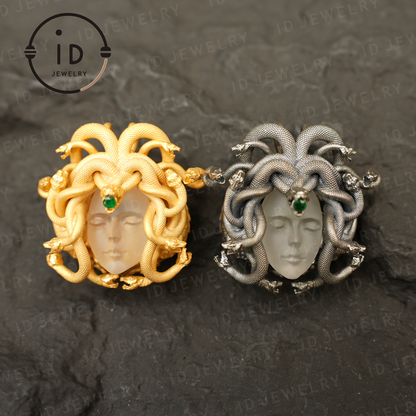 Medusa’s Sleeping Eye, Spiritual Pendant of the Resting Goddess, Third Eye as a Symbol of Insight and Inner Guidance