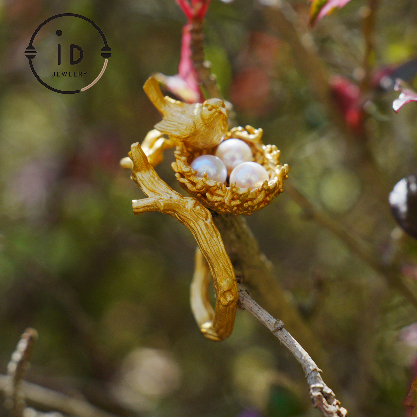 Adjustable Pearl Ring in Oxidized Silver or Gold Plated 925 Silver, Branch Design Fairytale Jewelry, Gift for Her, Mother's Day, Birthday