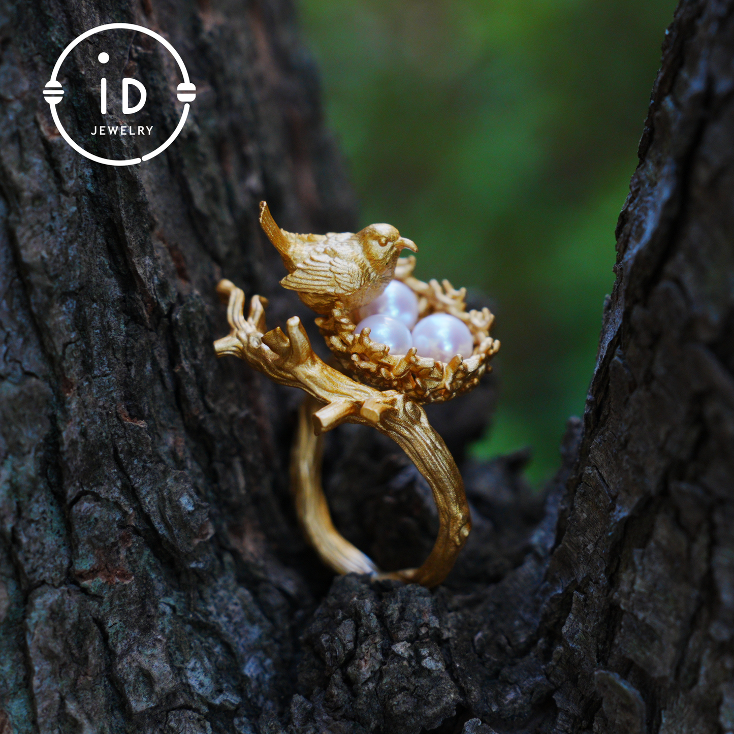 Adjustable Pearl Ring in Oxidized Silver or Gold Plated 925 Silver, Branch Design Fairytale Jewelry, Gift for Her, Mother's Day, Birthday