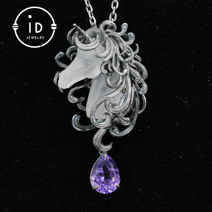 Unicorn Totem Necklace | Handmade 925 Sterling Silver | Fantasy Gift | Finely Carved Flowing Mane | Couture Artisan Silver Jewelry