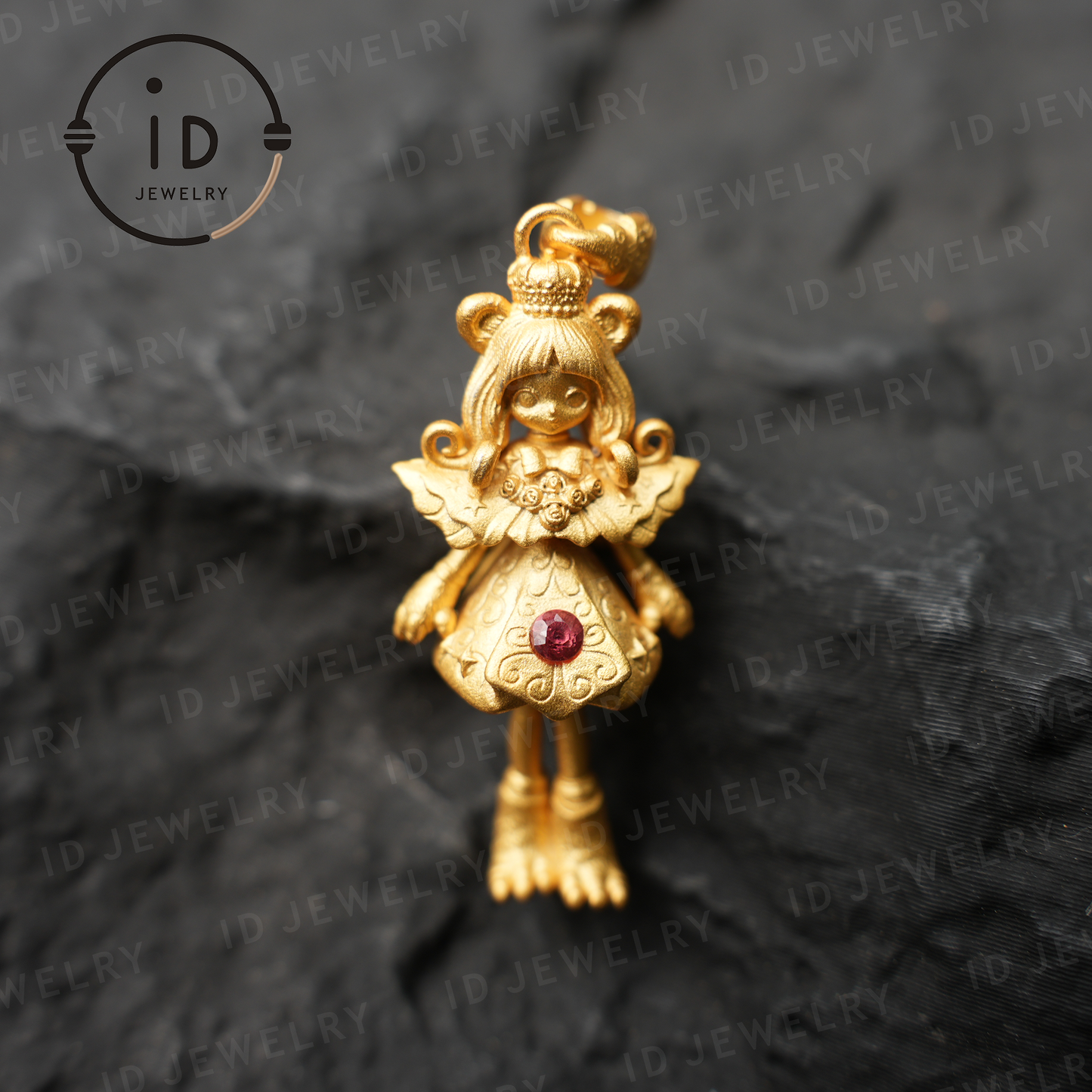 925 Gold-Plated Lion Girl Pendant｜Natural Ruby Necklace｜Greek Myth Amulet｜Leo Zodiac Jewelry｜Courage Protection Gift