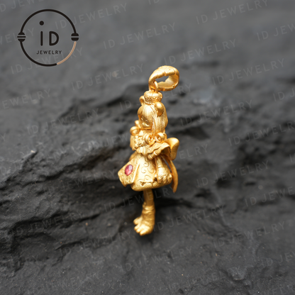 925 Gold-Plated Lion Girl Pendant｜Natural Ruby Necklace｜Greek Myth Amulet｜Leo Zodiac Jewelry｜Courage Protection Gift