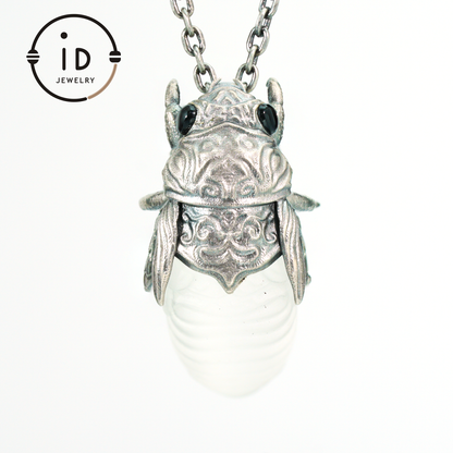 Cicada Necklace | Handmade 925 Sterling Silver Necklace | Insect Jewelry | Hand-Carved Insect Nature-Theme Necklace Gift