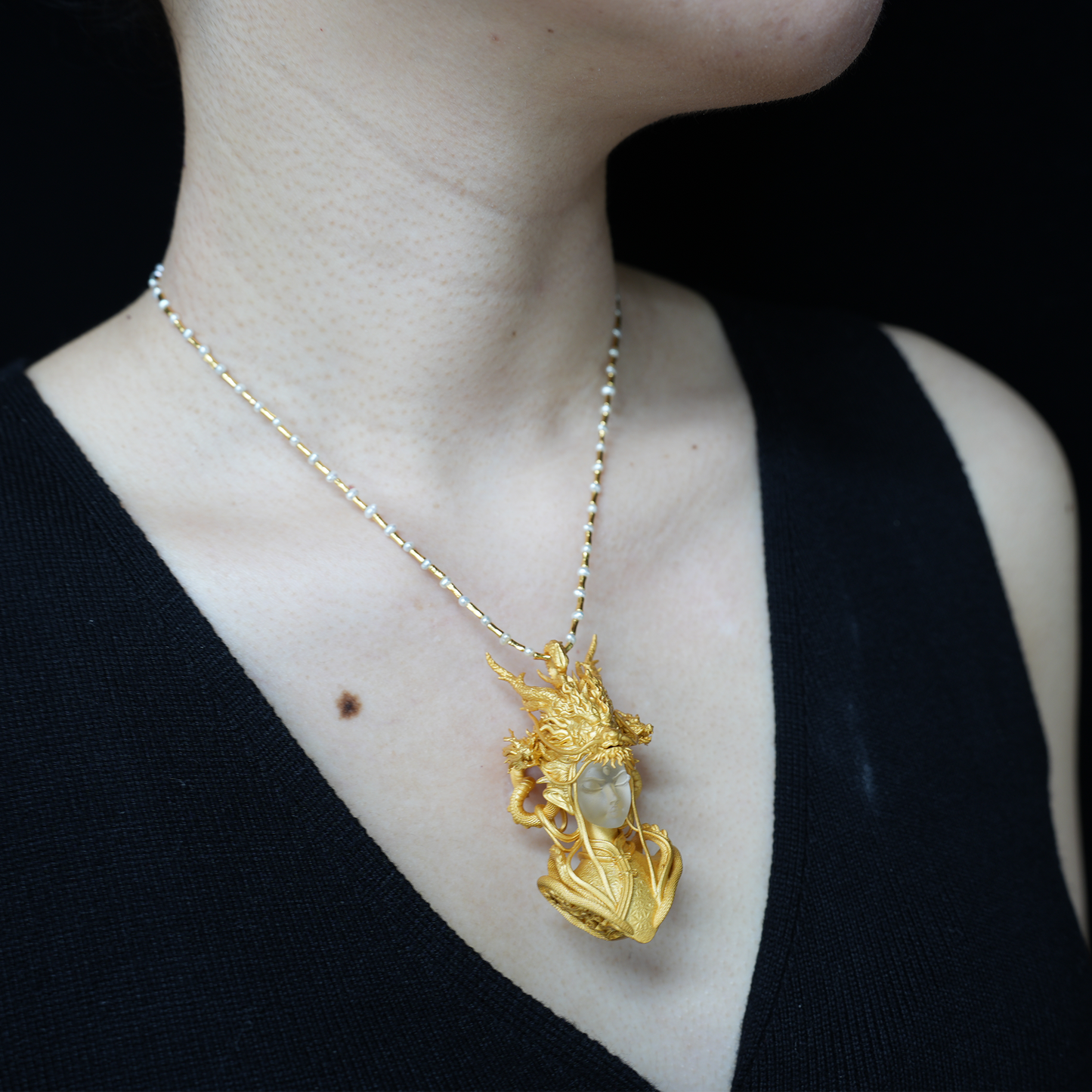 Golden Dragon Lady, Oath of the Twilight Light Pendant, Symbol of Dragon Spirit Protection