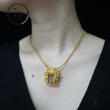 Medusa’s Sleeping Eye, Spiritual Pendant of the Resting Goddess, Third Eye as a Symbol of Insight and Inner Guidance