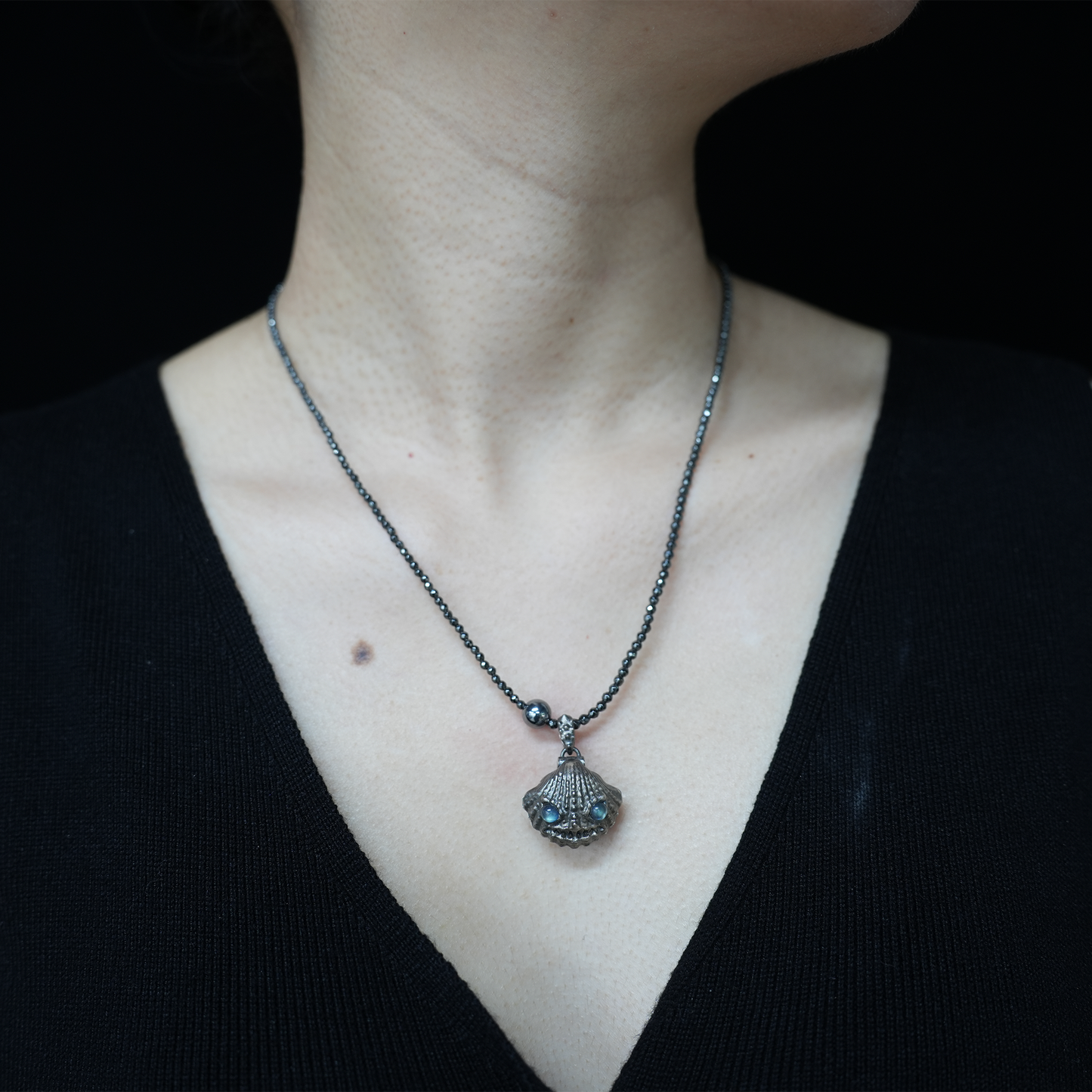 Handcrafted Shell Pendant - 925 Sterling Silver with Labradorite & Ocean Jasper - Key to the Subconscious - Spiritual Guardian Gift