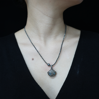 Handcrafted Shell Pendant - 925 Sterling Silver with Labradorite & Ocean Jasper - Key to the Subconscious - Spiritual Guardian Gift