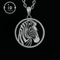 Wildlife Zebra Totem Necklace | 925 Sterling Silver Handcrafted Relief Medallion | Black-White Minimal Unisex Pendant | Double-Sided Design