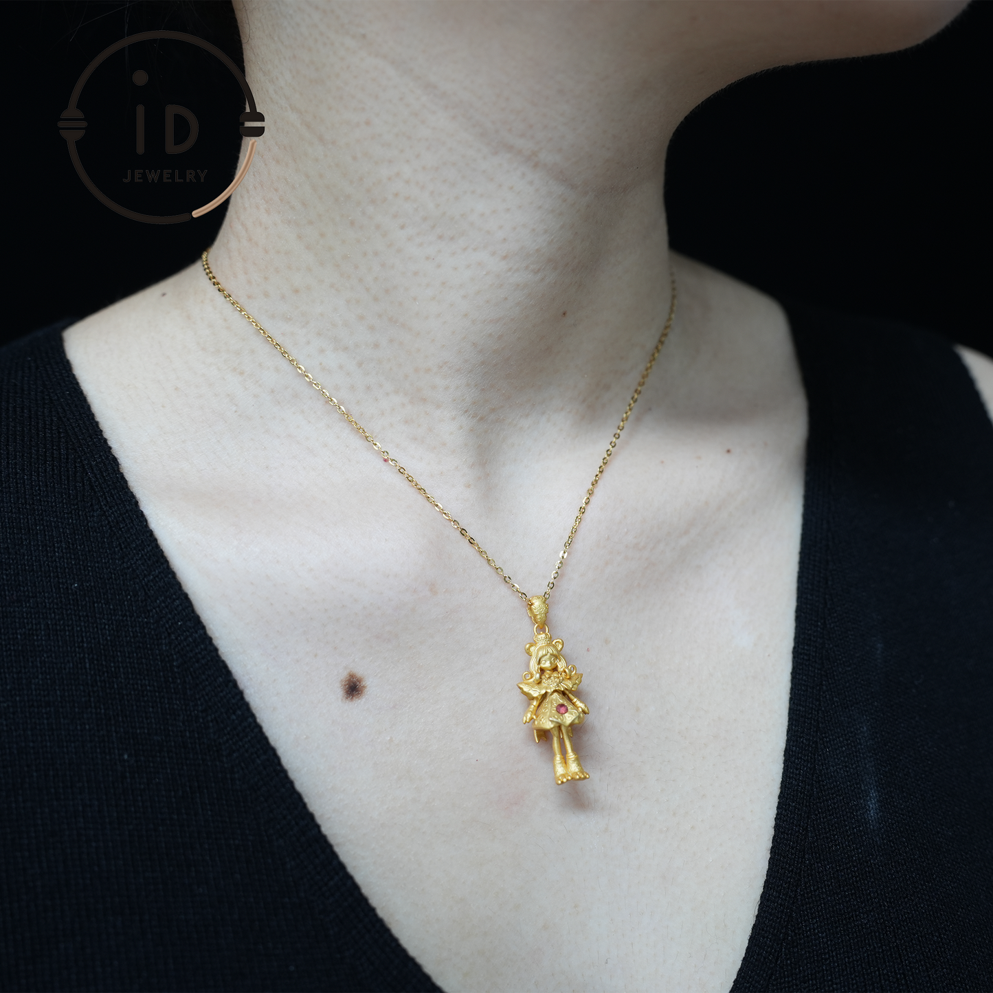 925 Gold-Plated Lion Girl Pendant｜Natural Ruby Necklace｜Greek Myth Amulet｜Leo Zodiac Jewelry｜Courage Protection Gift