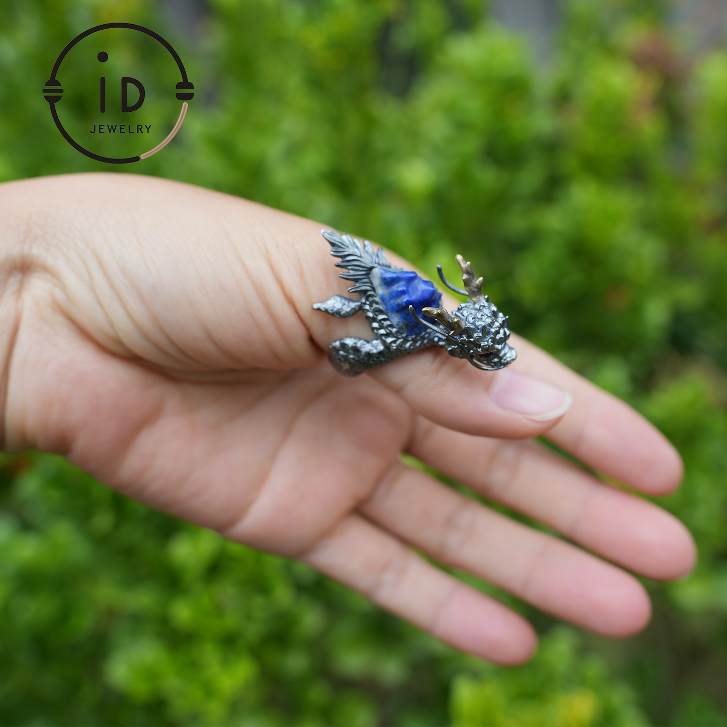 Back of Qīng Yào · Bixi Ring | Dragon Turtle Protective Symbol | Lapis Lazuli Core · Onyx Eye | Spiritual Signet Ring