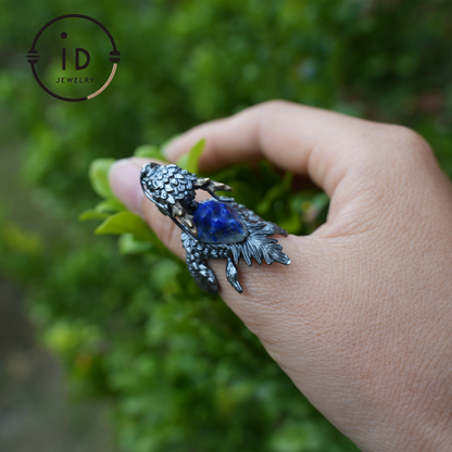 Back of Qīng Yào · Bixi Ring | Dragon Turtle Protective Symbol | Lapis Lazuli Core · Onyx Eye | Spiritual Signet Ring