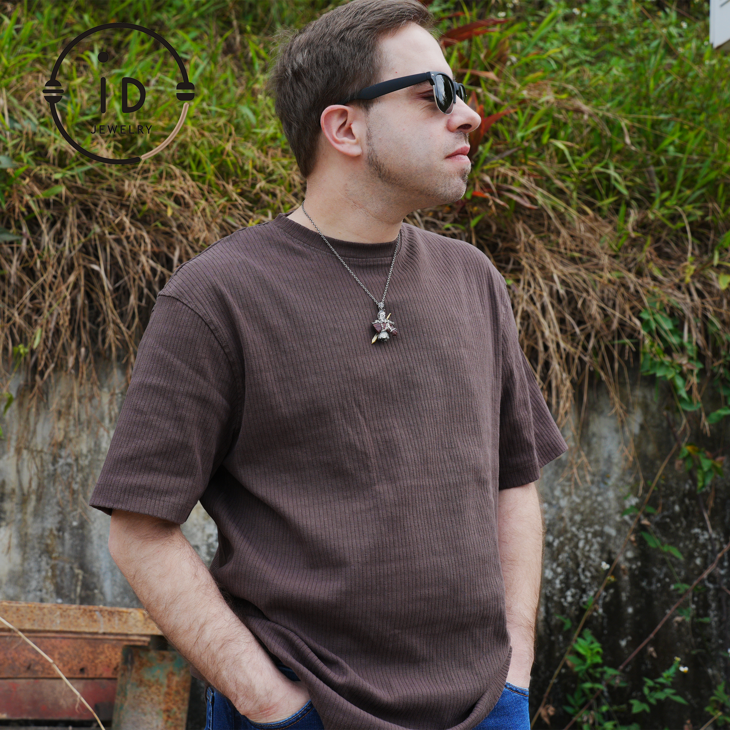 Medieval Knight Pendant with Bloodstone in 925 Sterling Silver, Warrior Necklace for Men, Birthday Gift Idea, Antique Style Jewelry