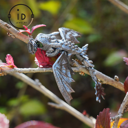 Fantasy Dragon Pendant with Enamel Finish, Handmade Jewelry, Unique Gift