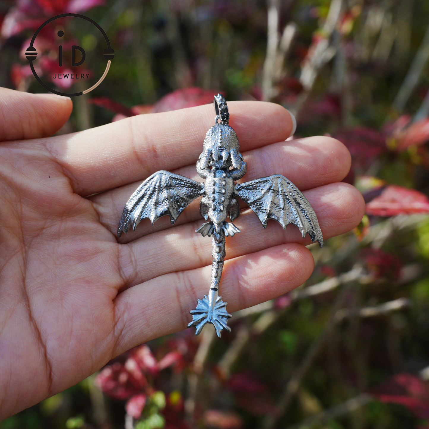Fantasy Dragon Pendant with Enamel Finish, Handmade Jewelry, Unique Gift