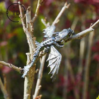 Fantasy Dragon Pendant with Enamel Finish, Handmade Jewelry, Unique Gift