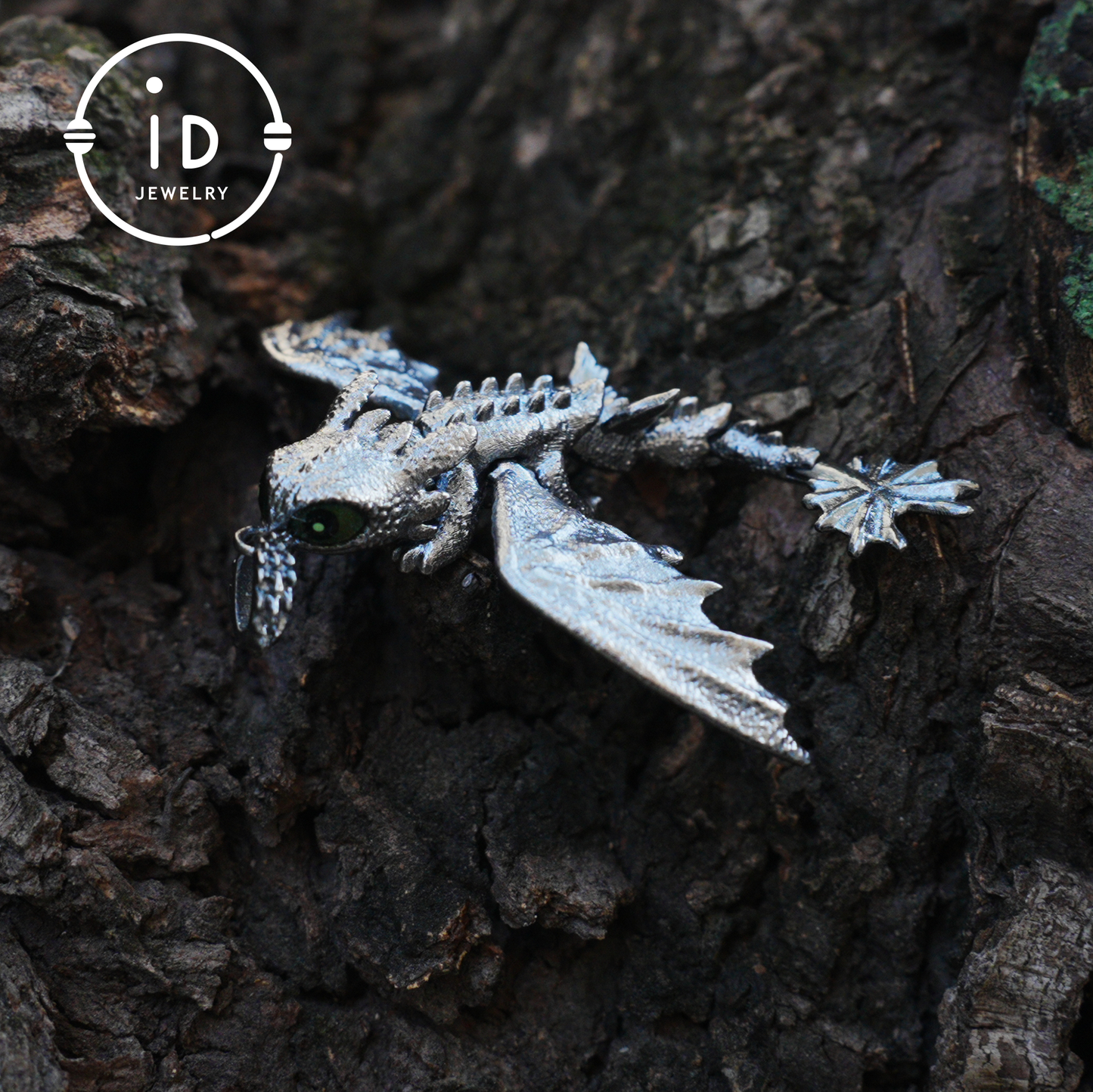 Fantasy Dragon Pendant with Enamel Finish, Handmade Jewelry, Unique Gift