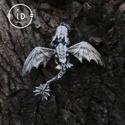 Fantasy Dragon Pendant with Enamel Finish, Handmade Jewelry, Unique Gift