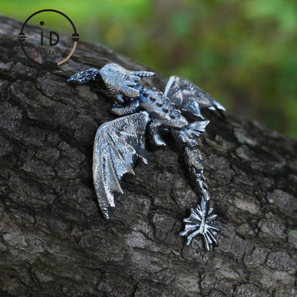 Fantasy Dragon Pendant with Enamel Finish, Handmade Jewelry, Unique Gift