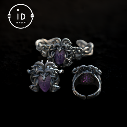 Medusa Bracelet | 925 Sterling Silver & Amethyst | Handmade Gothic Jewelry